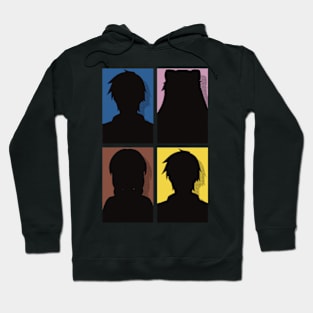 All Main Characters from More than a married couple, but not lovers or Fuufu Ijou, Koibito Miman: Akari Watanabe, Shiori Sakurazaka, Jirou Yakuin and Minami Tenjin in Silhouette Pop Art Design Hoodie